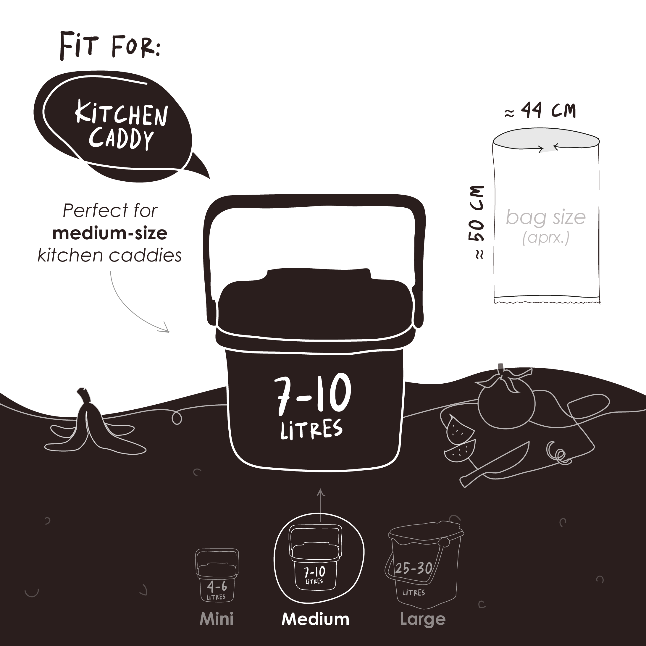 Compostable Kitchen Caddy Liners 10L 100