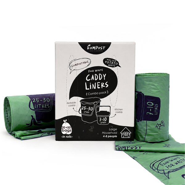 Compostable Food Waste Caddy Liners - Kitchen & Kerb Combo Pack