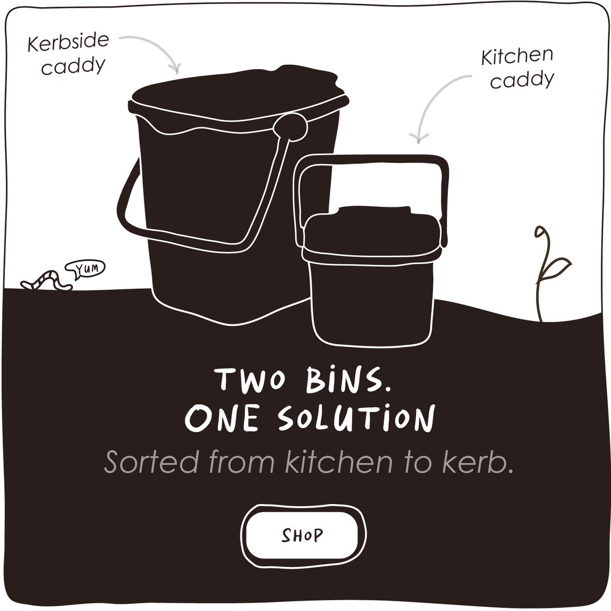 Buy Kompost dual roll compostable caddy liner combo pack for kitchen countertop food waste caddies and larger kerbside food waste bins.