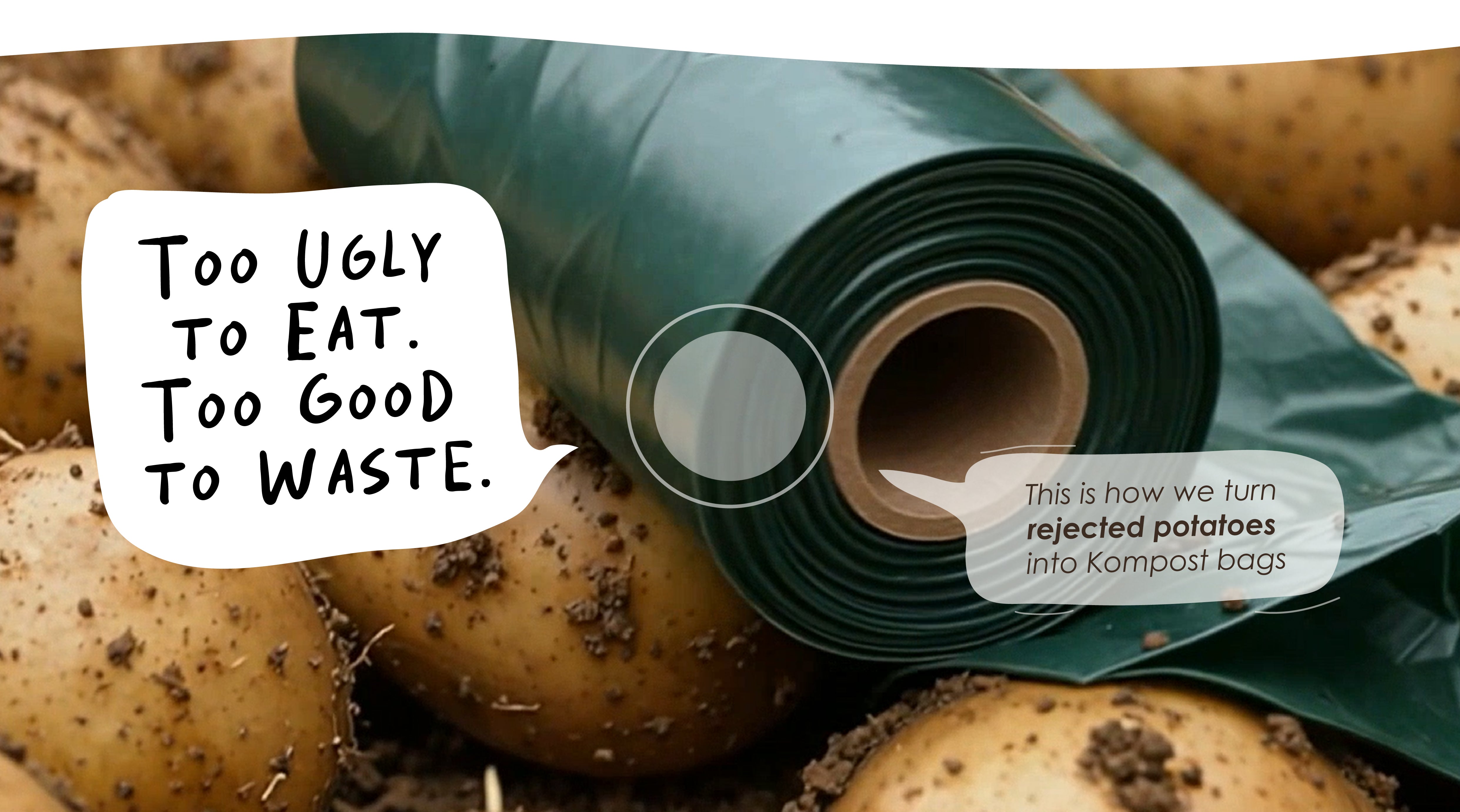 This is how Kompost turns rejected potatoes into compostable food waste caddy liners and poo bags made from waste potato. From waste to soil explained